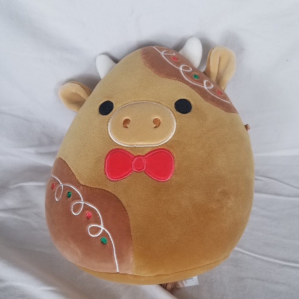 Squishmallowsโ Gingerbread Cow Plush Unisex 8 Inch Brown NWOT Holiday Jordan